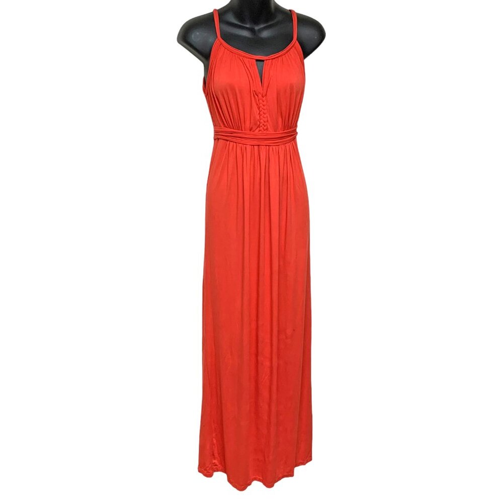 Max Studio Flame Orange Stretch Tank Styled High Waist Maxi‎ Dress